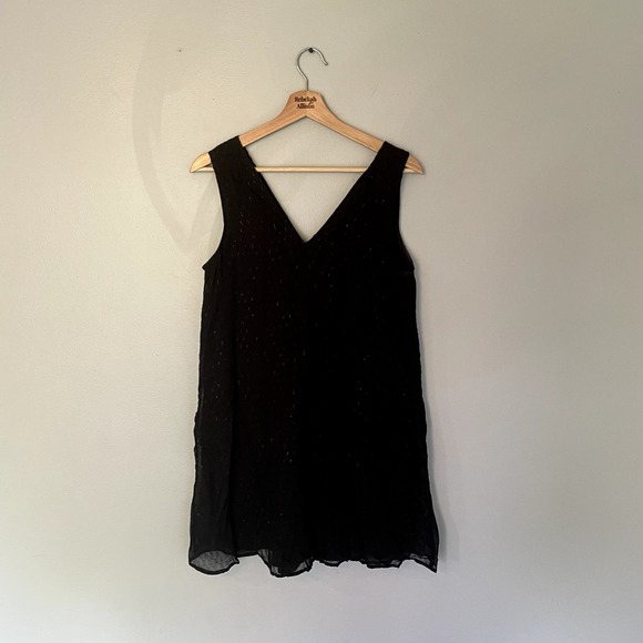 Madewell Nightshine Dress Black Silk Sparkly Shift Dress Size 2 - Picture 11 of 16